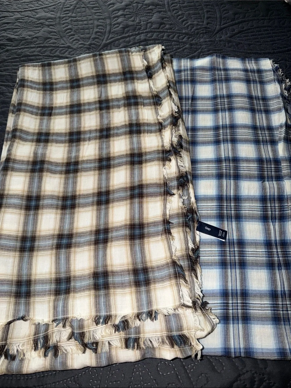 GAP Plaid Scarf— Blue and Cream, Brown and Cream